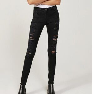 3x1 NYC Distressed Skinny Jeans in Blk Shredder 29